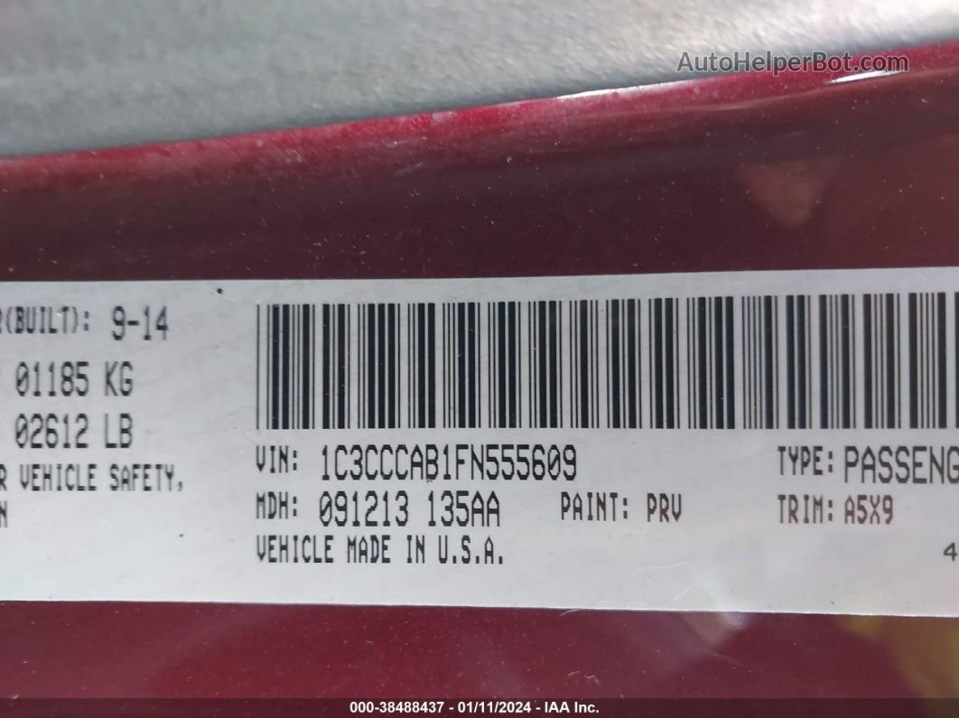 2015 Chrysler 200 Limited Red vin: 1C3CCCAB1FN555609