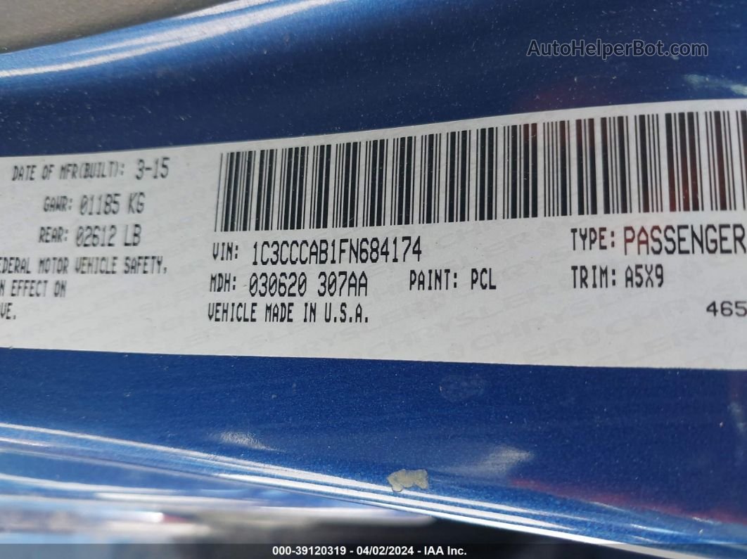 2015 Chrysler 200 Limited Blue vin: 1C3CCCAB1FN684174