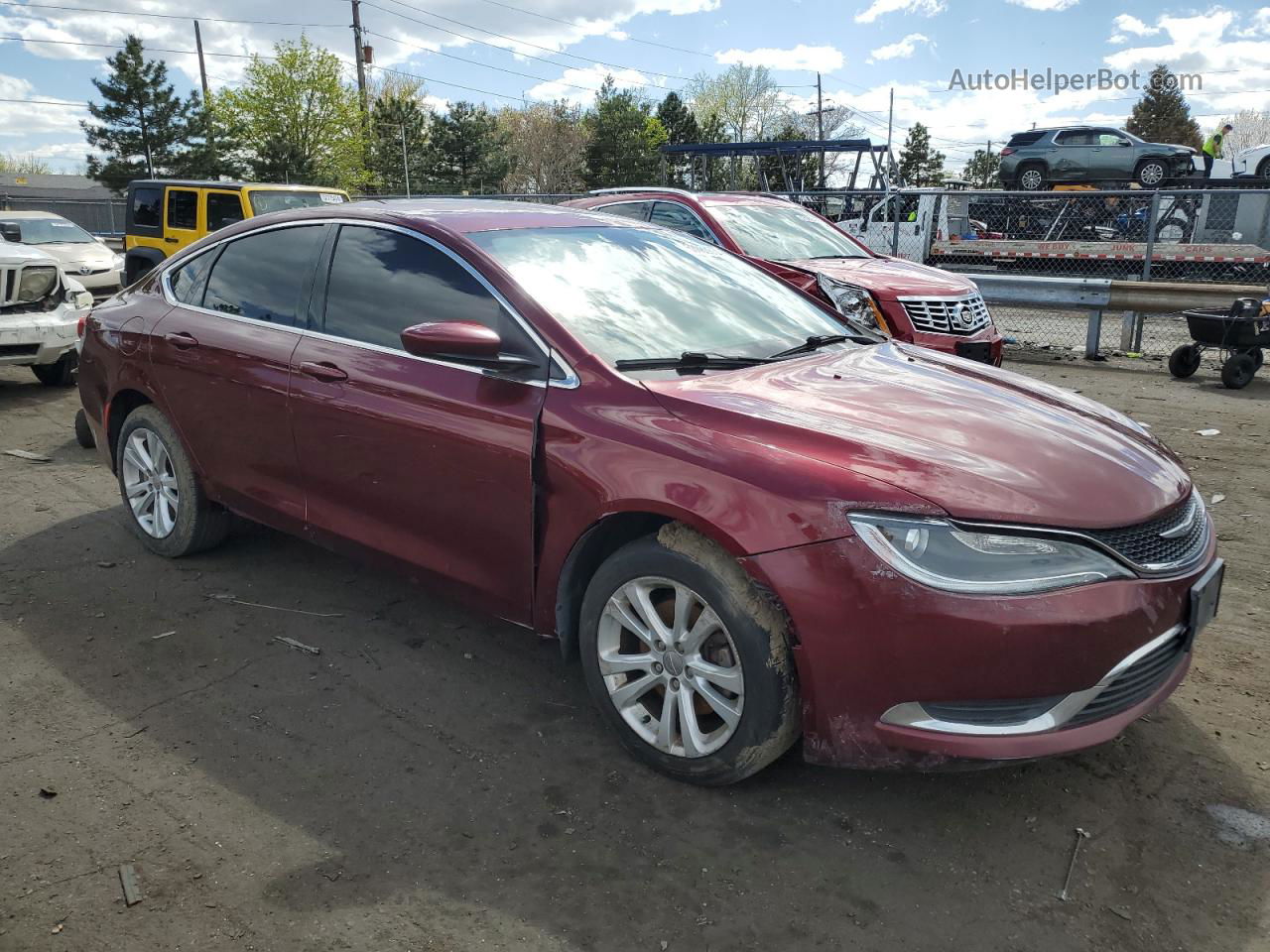 2015 Chrysler 200 Limited Maroon vin: 1C3CCCAB3FN537189