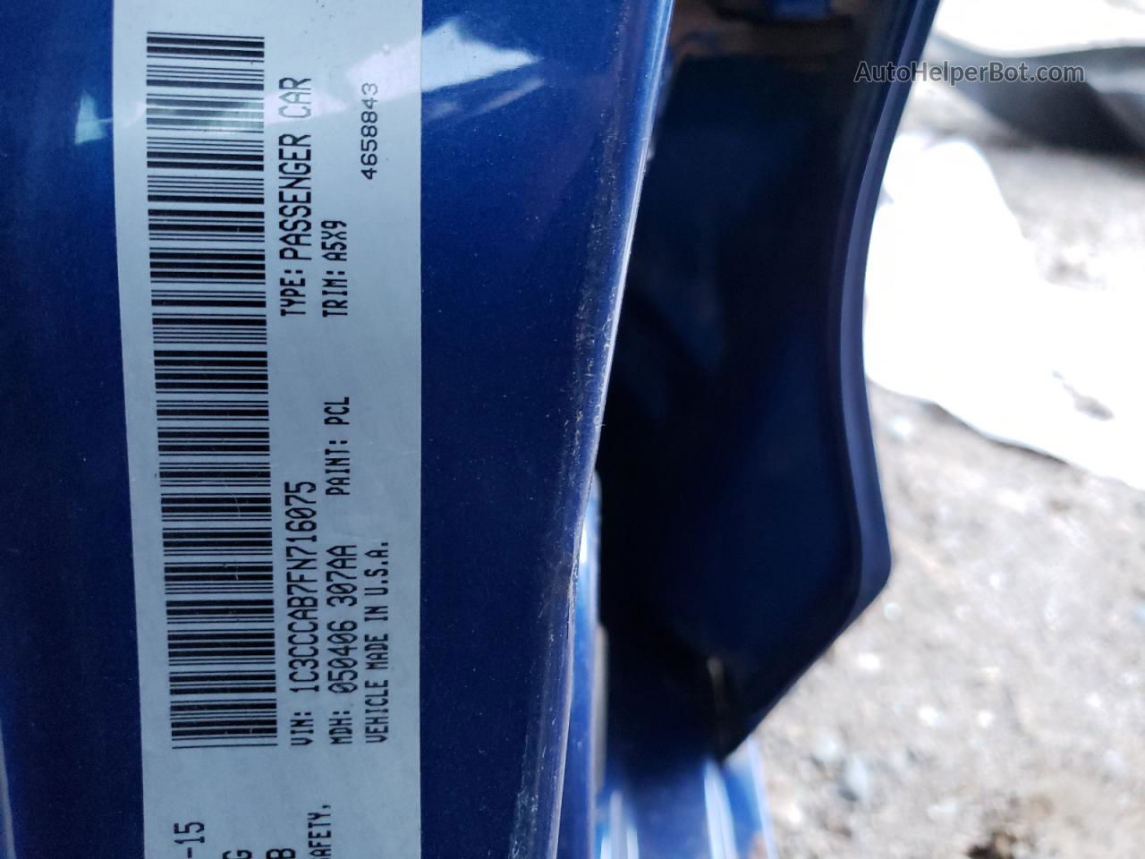 2015 Chrysler 200 Limited Blue vin: 1C3CCCAB7FN716075