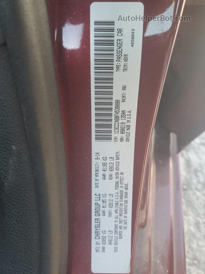 2015 Chrysler 200 Limited Бордовый vin: 1C3CCCAB8FN538080
