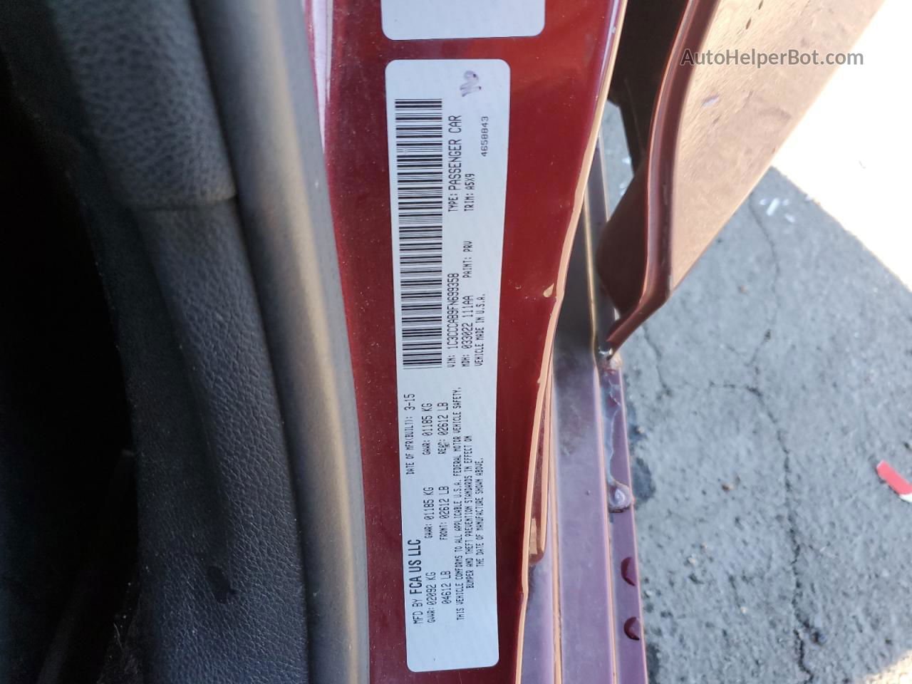 2015 Chrysler 200 Limited Красный vin: 1C3CCCAB9FN699358
