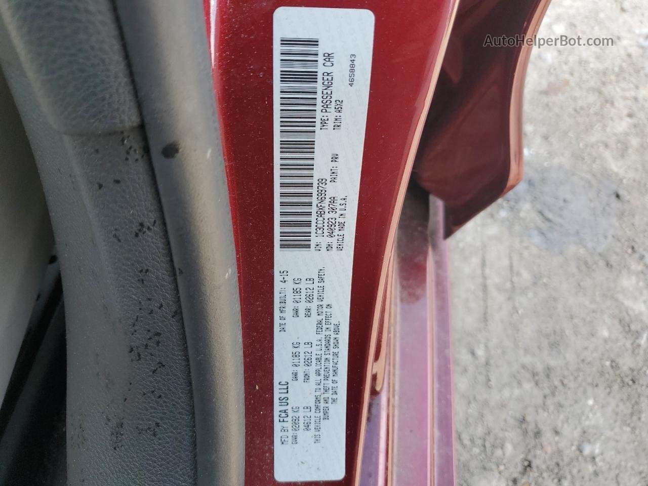 2015 Chrysler 200 Limited Red vin: 1C3CCCABXFN699739