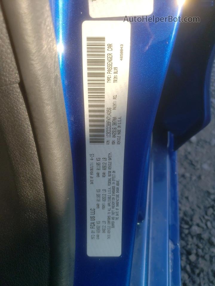 2015 Chrysler 200 C Blue vin: 1C3CCCCB9FN714356