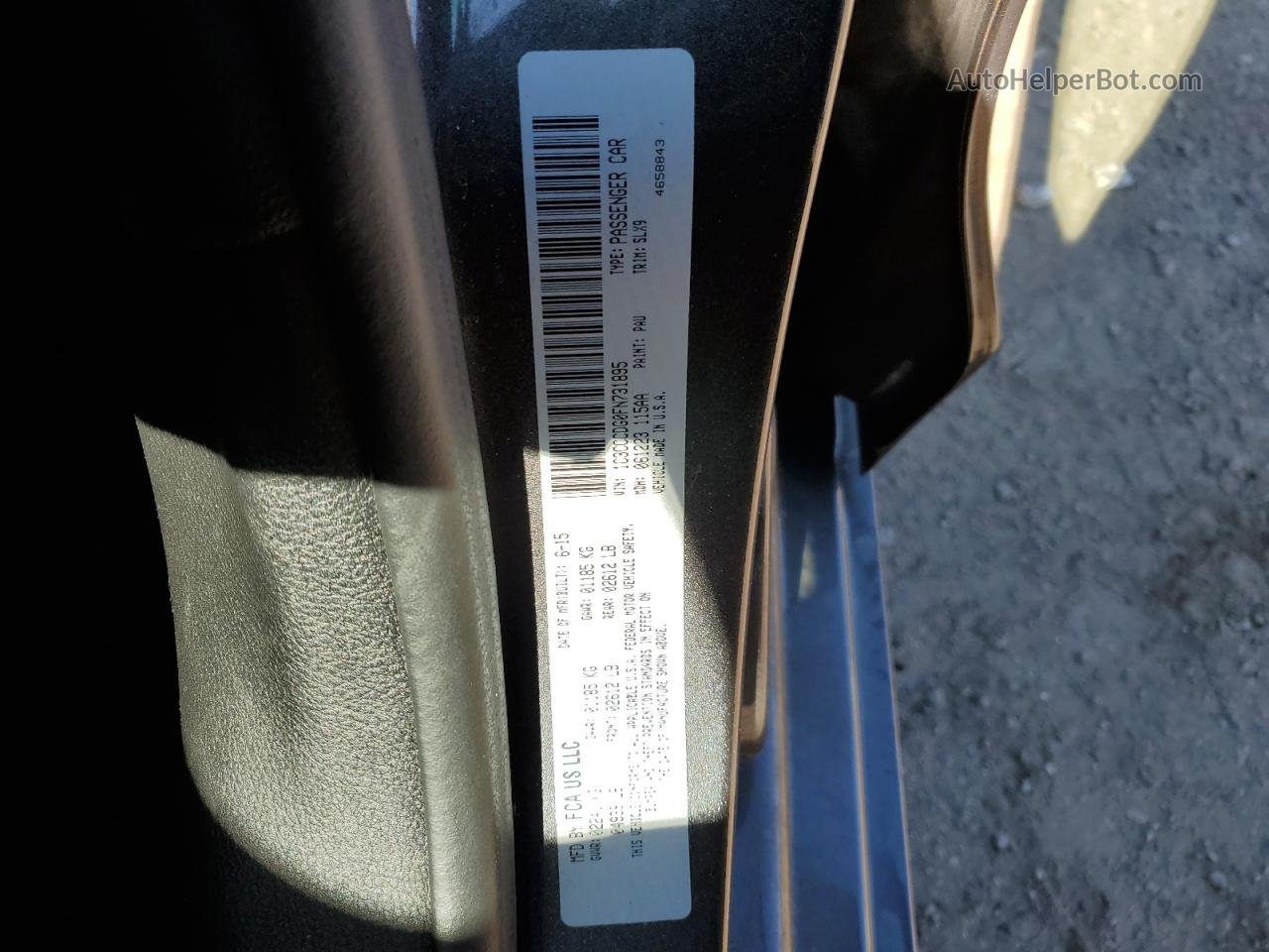 2015 Chrysler 200 S Угольный vin: 1C3CCCDG0FN731895