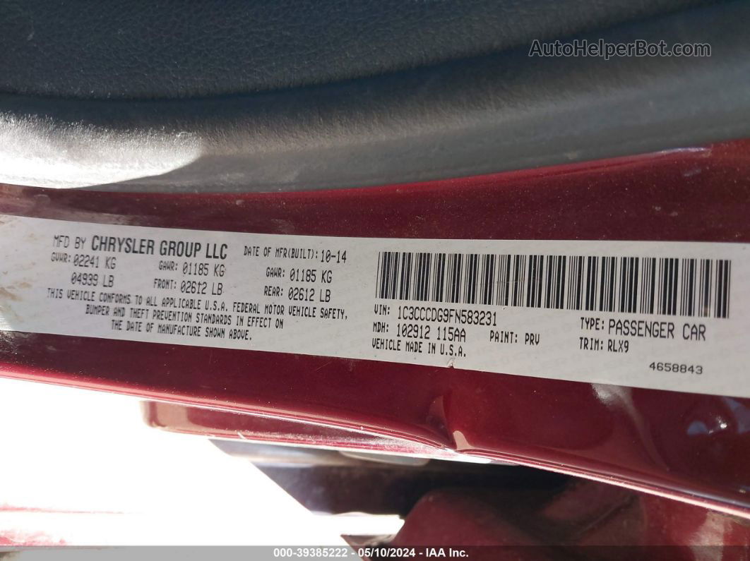 2015 Chrysler 200 S Red vin: 1C3CCCDG9FN583231