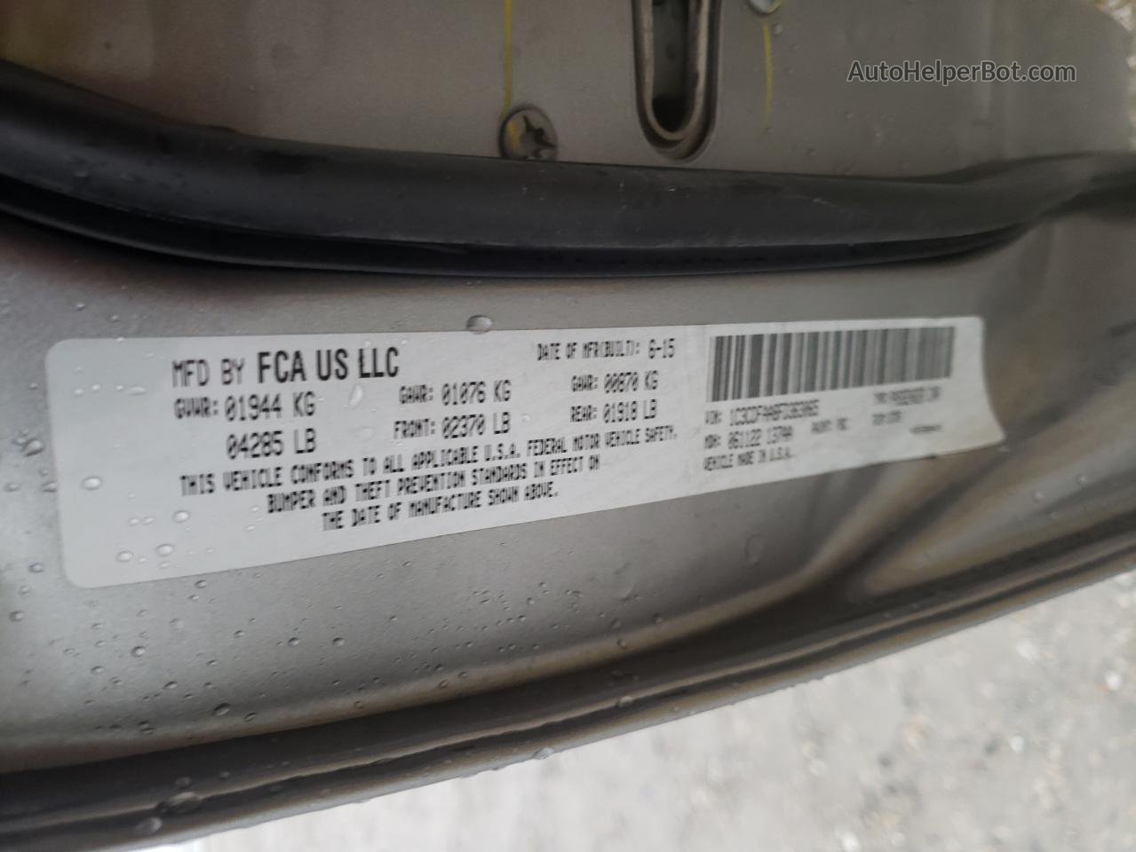2015 Dodge Dart Se Silver vin: 1C3CDFAA8FD363065