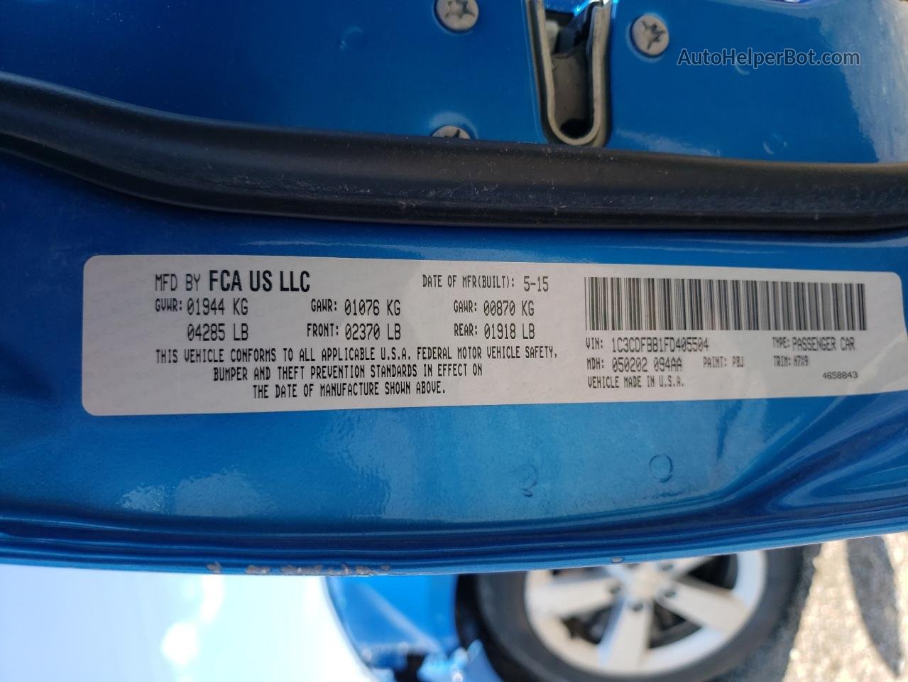 2015 Dodge Dart Sxt Blue vin: 1C3CDFBB1FD405504