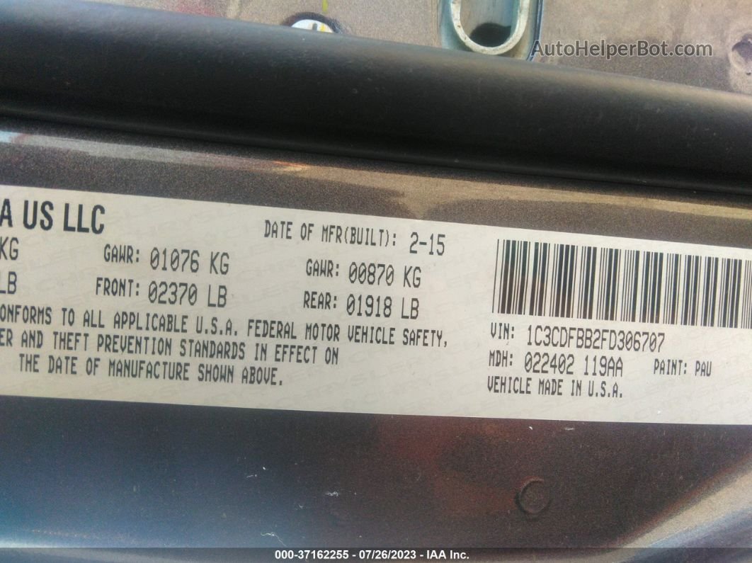 2015 Dodge Dart Sxt Gray vin: 1C3CDFBB2FD306707