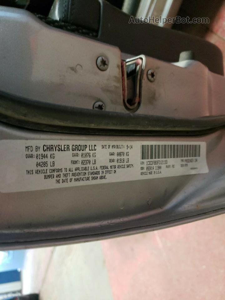 2015 Dodge Dart Sxt Silver vin: 1C3CDFBB3FD121193