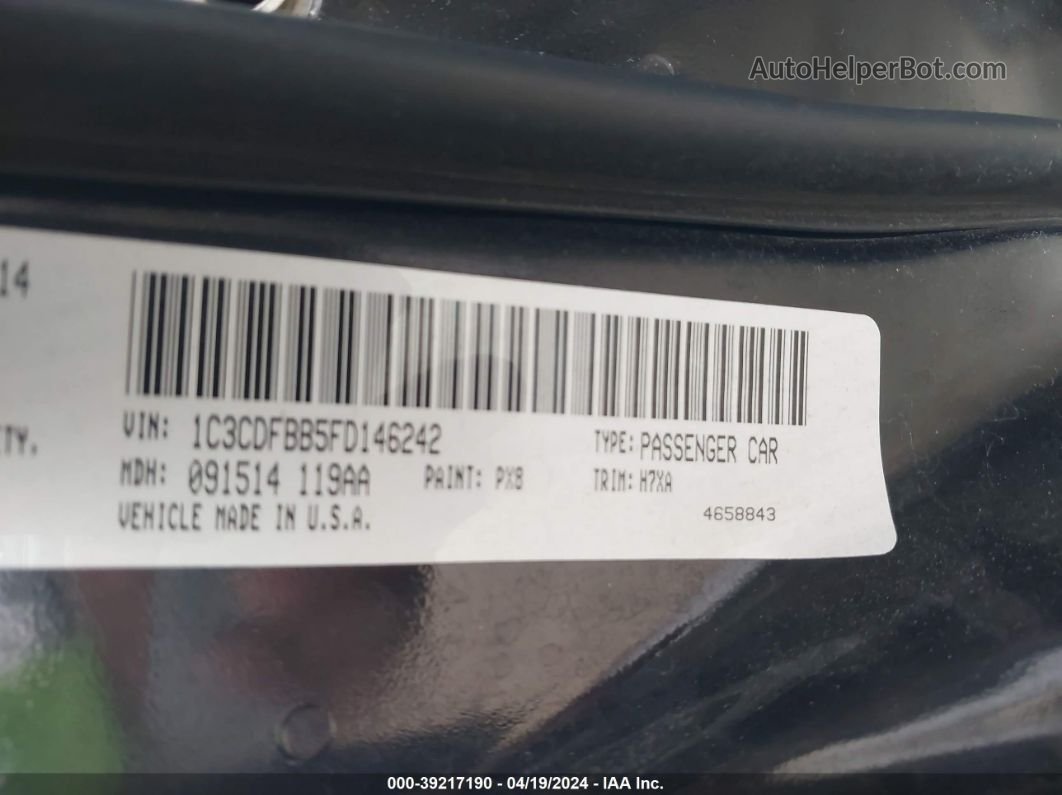 2015 Dodge Dart Sxt Black vin: 1C3CDFBB5FD146242