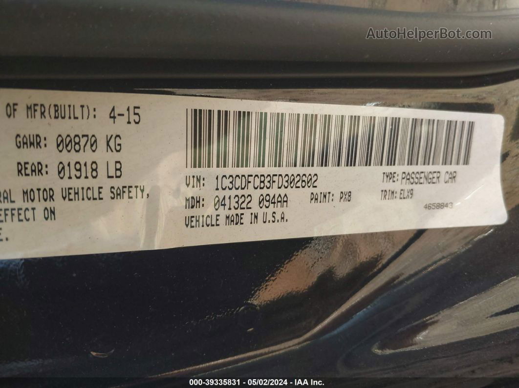 2015 Dodge Dart Limited Black vin: 1C3CDFCB3FD302602