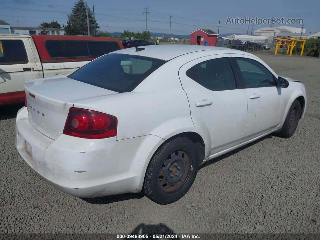 2014 Dodge Avenger Se White vin: 1C3CDZAB0EN147603