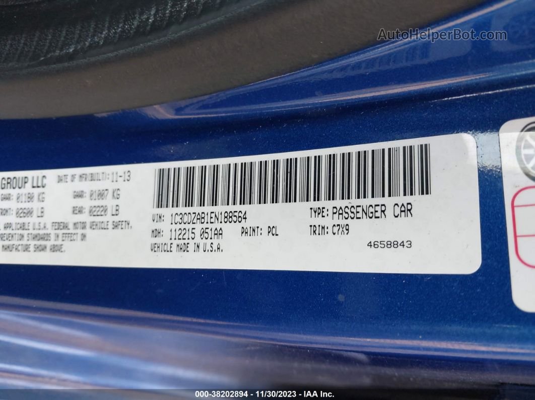 2014 Dodge Avenger Se Blue vin: 1C3CDZAB1EN188564