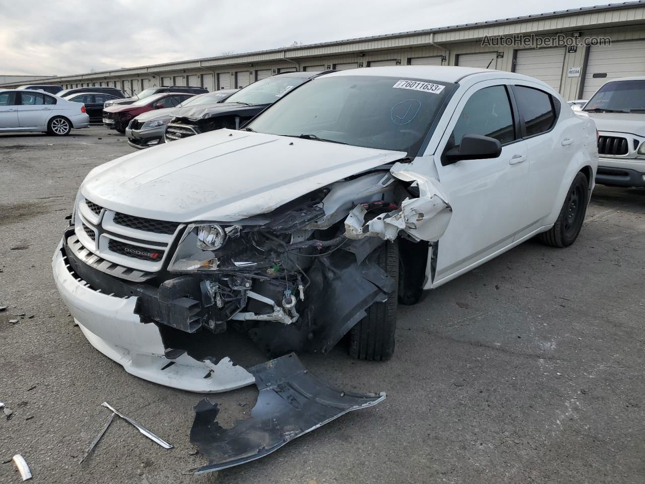 2014 Dodge Avenger Se White vin: 1C3CDZAB3EN188002