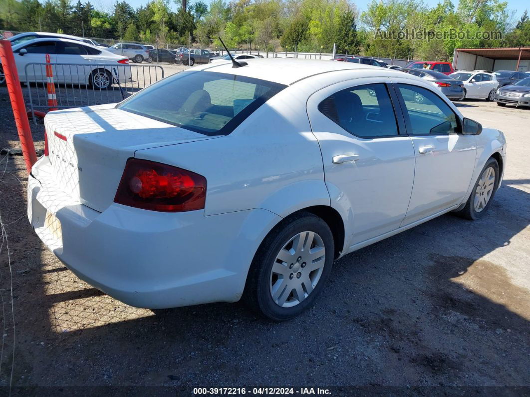 2014 Dodge Avenger Se White vin: 1C3CDZAB5EN148651