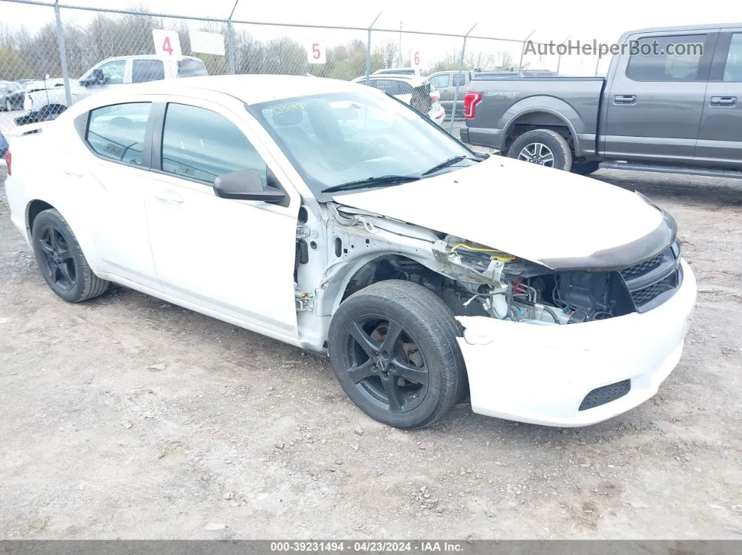 2014 Dodge Avenger Se White vin: 1C3CDZAB5EN201283