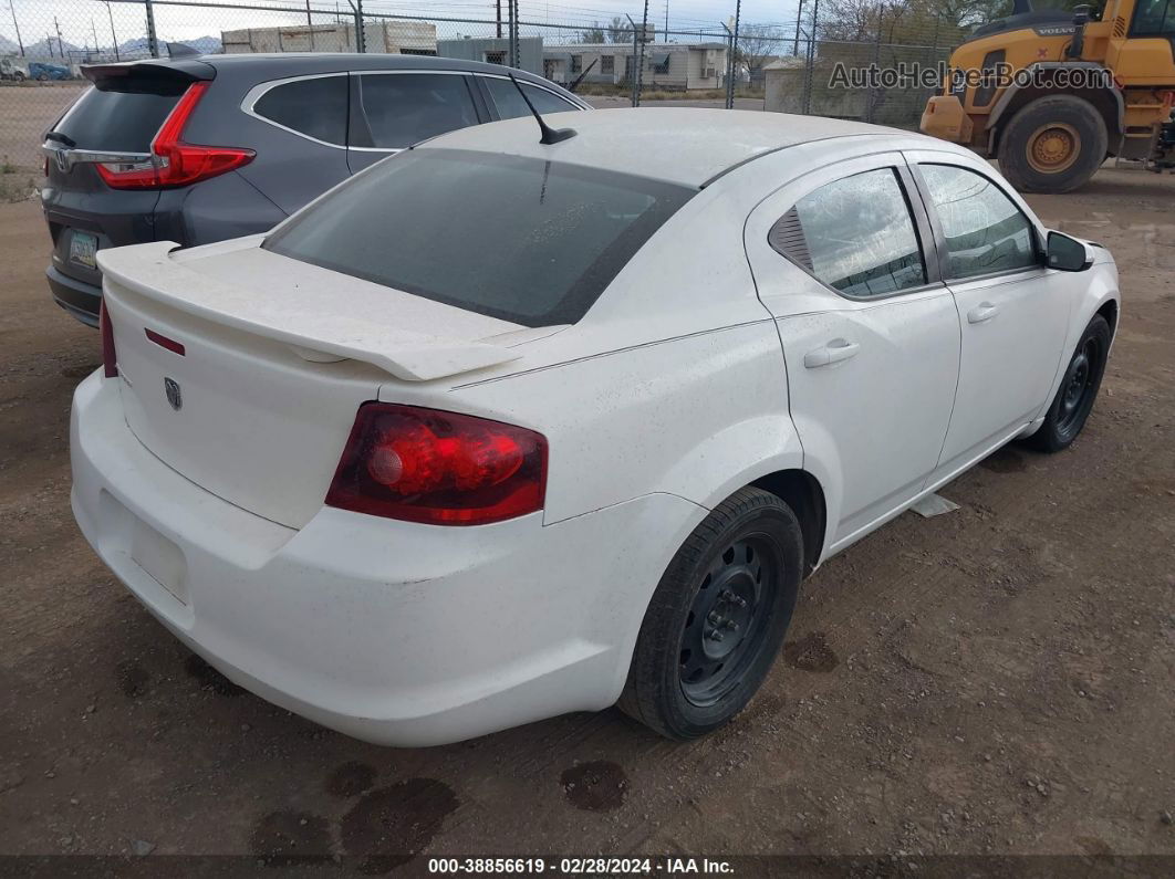 2014 Dodge Avenger Se White vin: 1C3CDZAB7EN129986