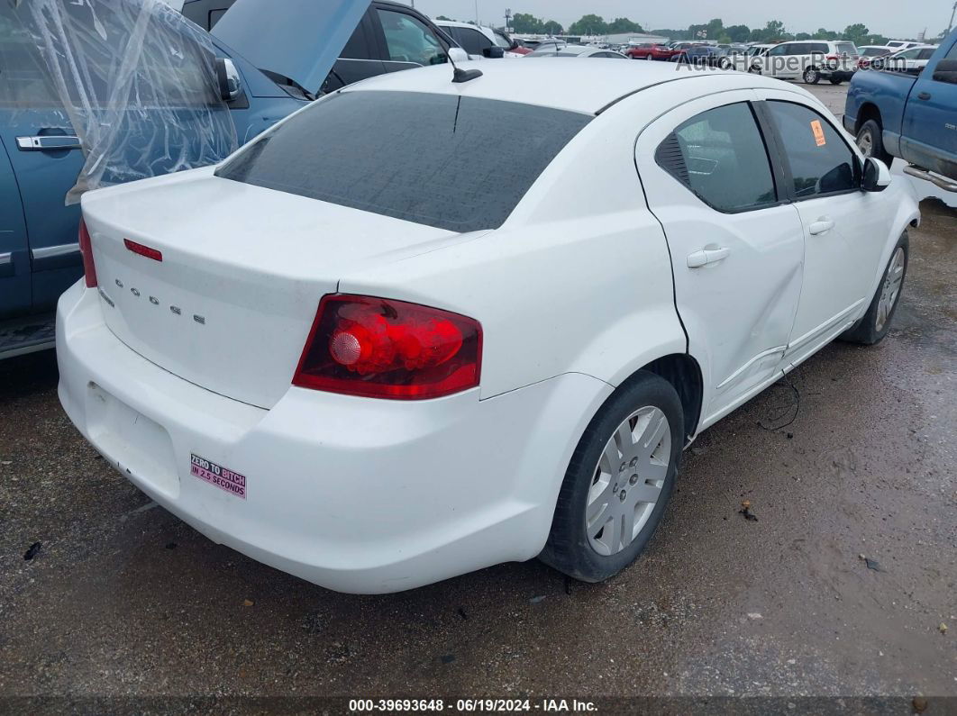 2014 Dodge Avenger Se White vin: 1C3CDZAB8EN160891