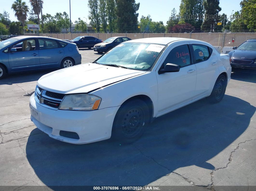 2014 Dodge Avenger Se White vin: 1C3CDZAB9EN145669