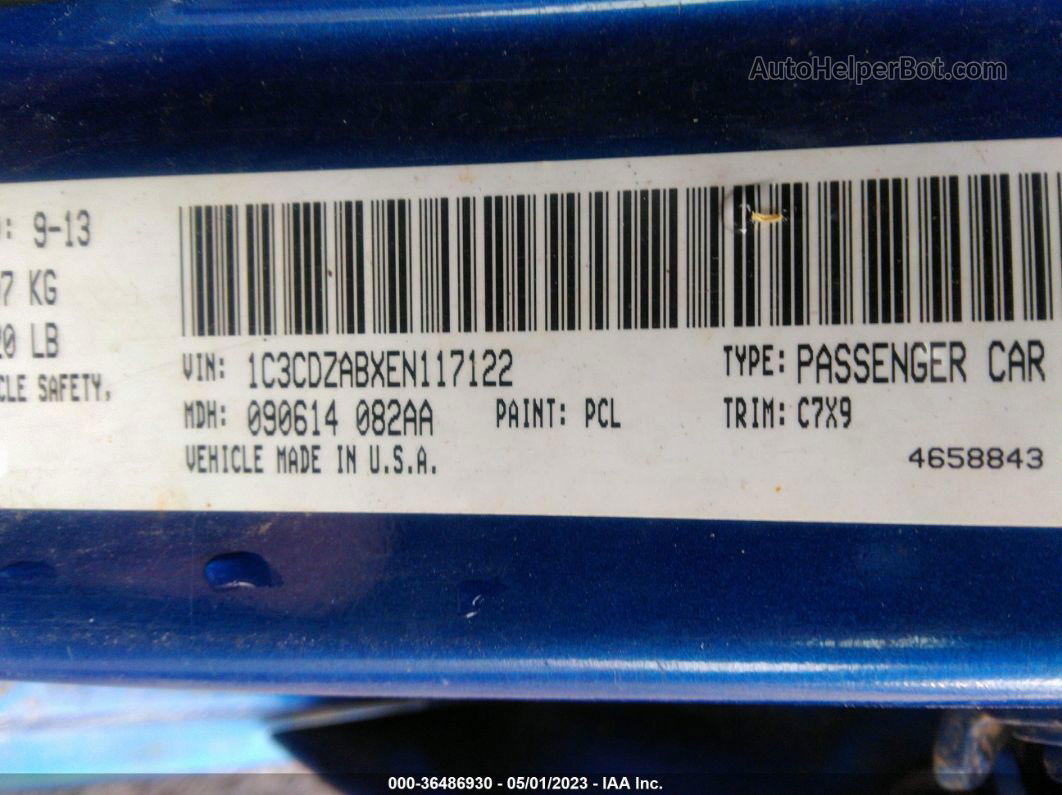 2014 Dodge Avenger Se Blue vin: 1C3CDZABXEN117122