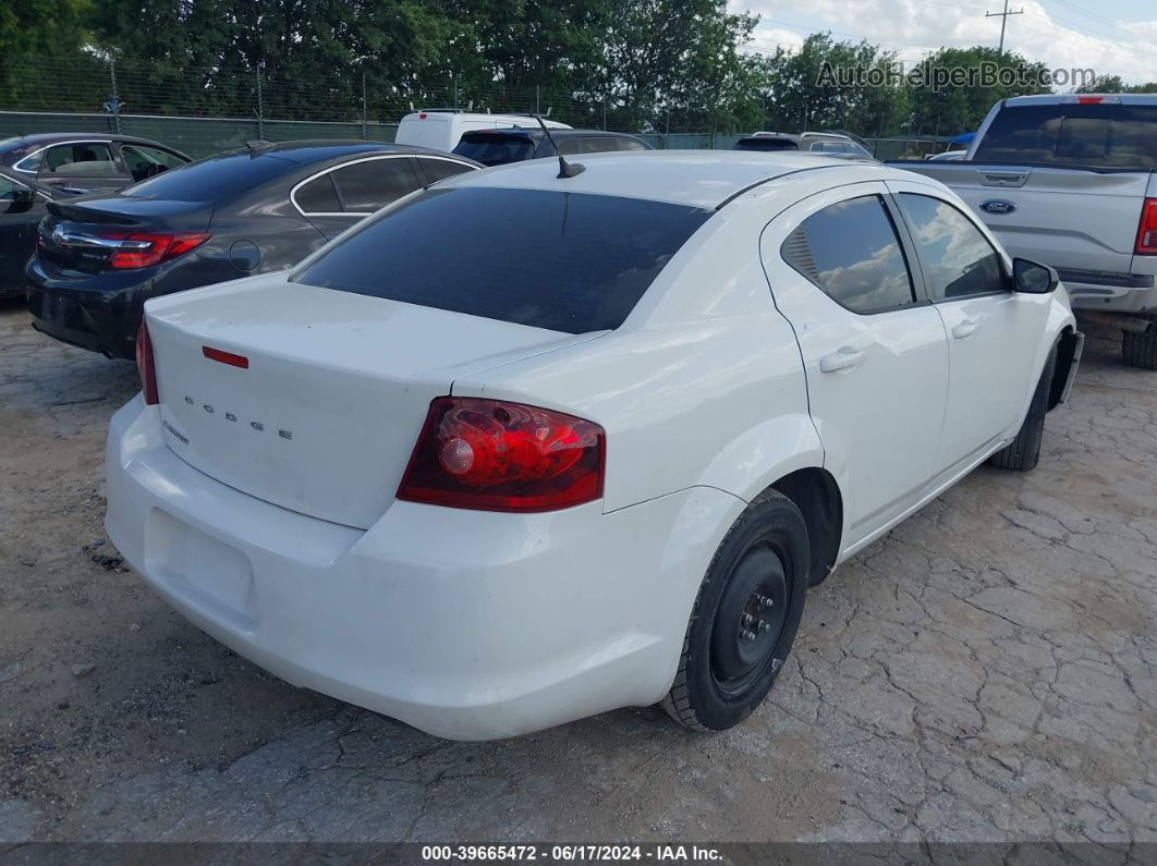 2014 Dodge Avenger Se White vin: 1C3CDZABXEN216569