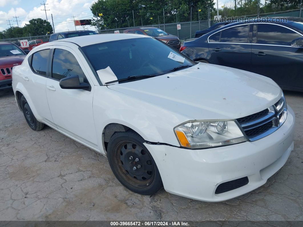 2014 Dodge Avenger Se White vin: 1C3CDZABXEN216569