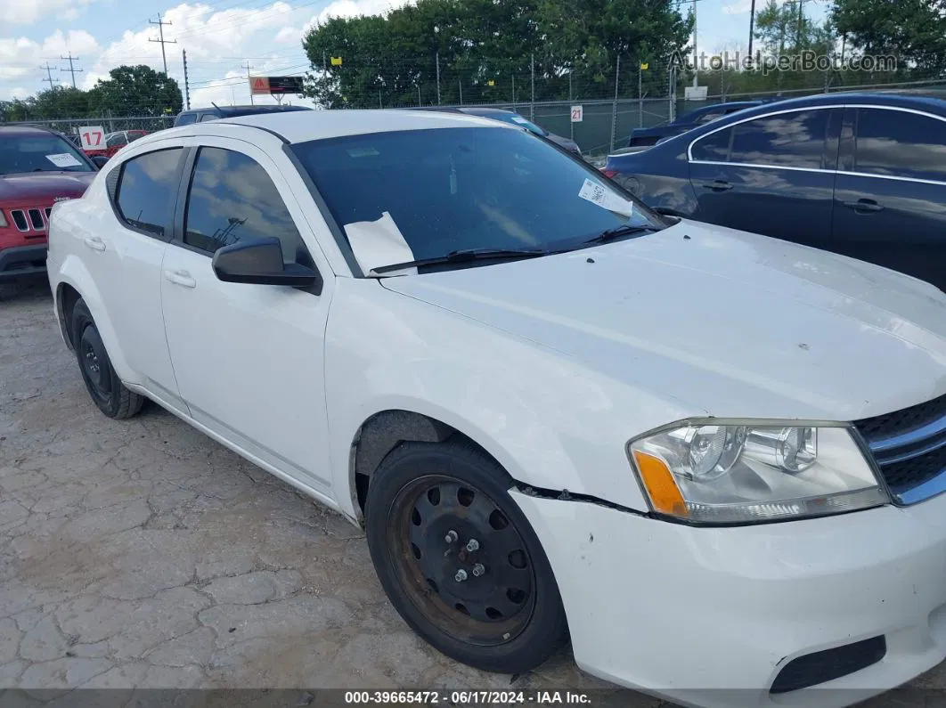 2014 Dodge Avenger Se White vin: 1C3CDZABXEN216569