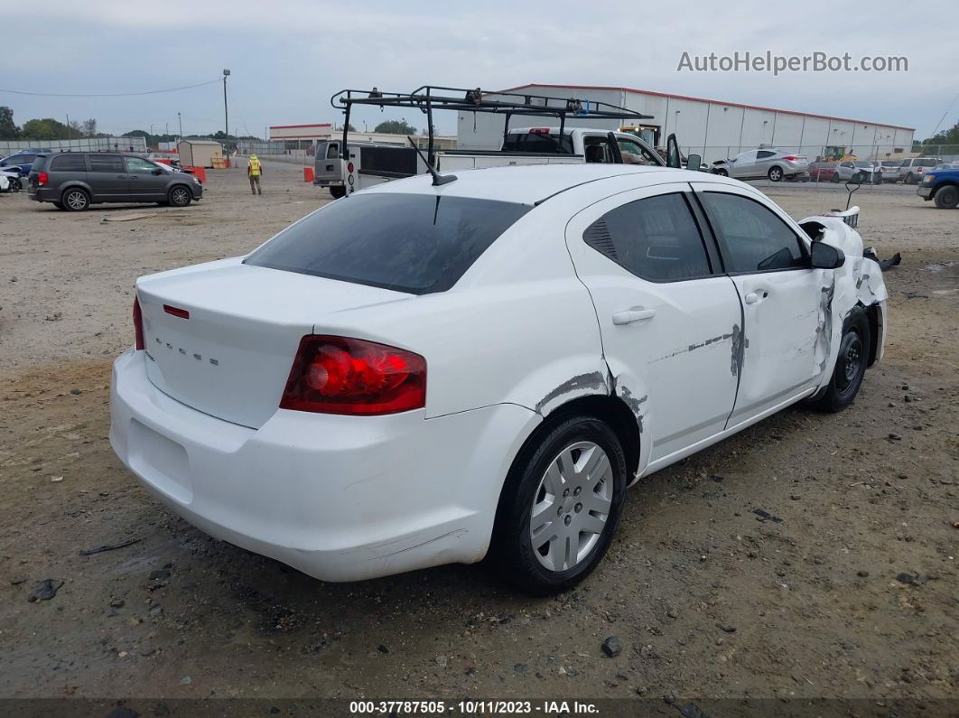 2014 Dodge Avenger Se White vin: 1C3CDZABXEN220301