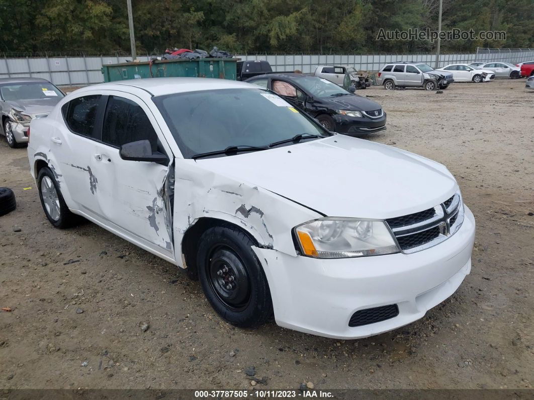 2014 Dodge Avenger Se White vin: 1C3CDZABXEN220301