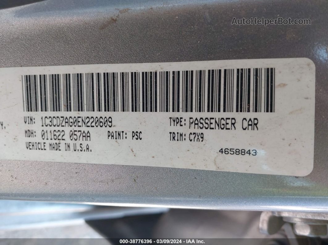 2014 Dodge Avenger Se Silver vin: 1C3CDZAG0EN220609