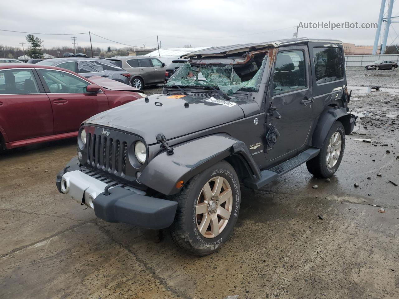 2014 Jeep Wrangler Sahara Gray vin: 1C4AJWBGXEL299470