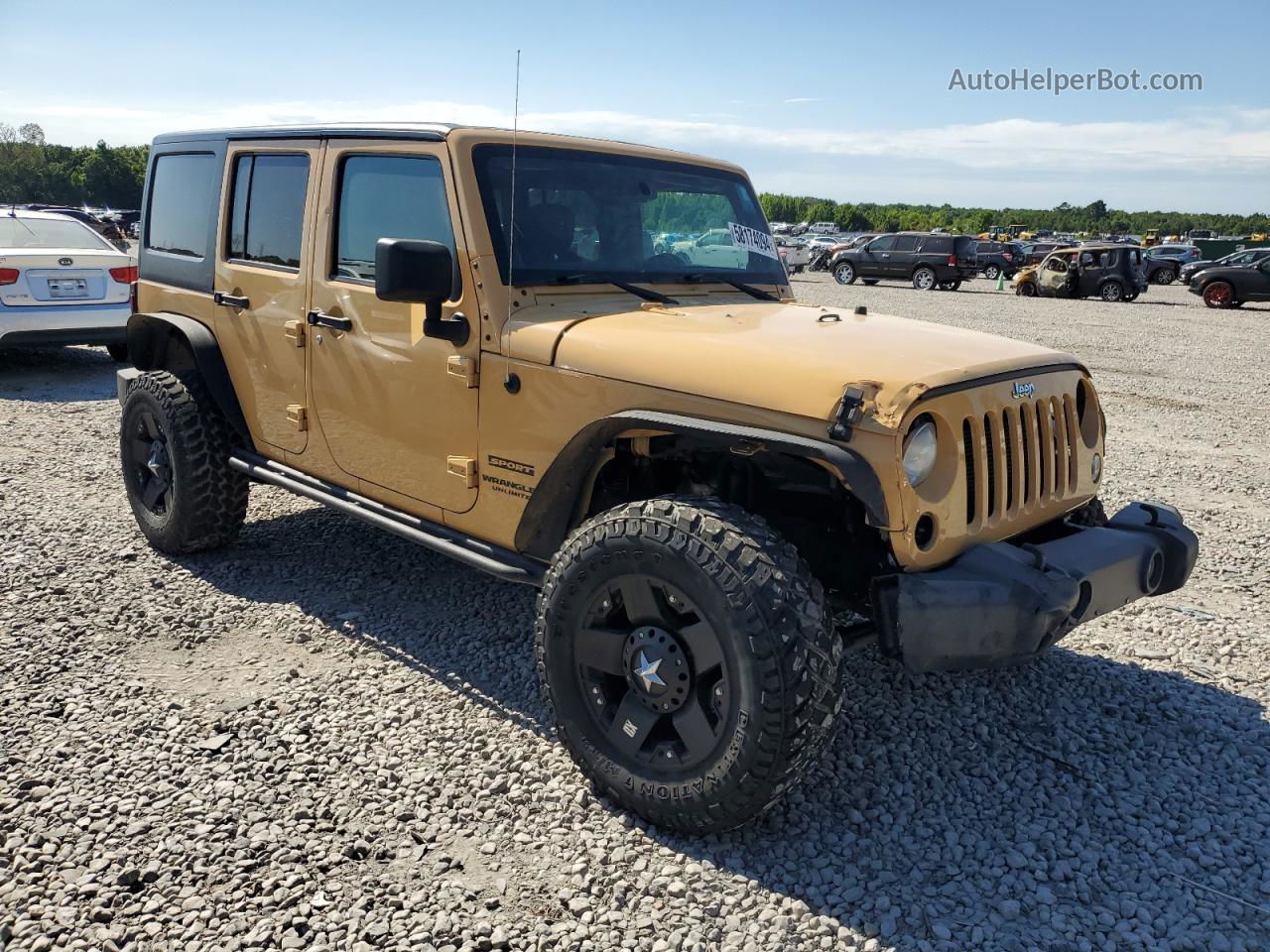 2014 Jeep Wrangler Unlimited Sport Tan vin: 1C4BJWDG9EL236684