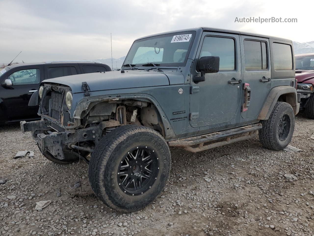 2014 Jeep Wrangler Unlimited Sport Gray vin: 1C4BJWDG9EL310069