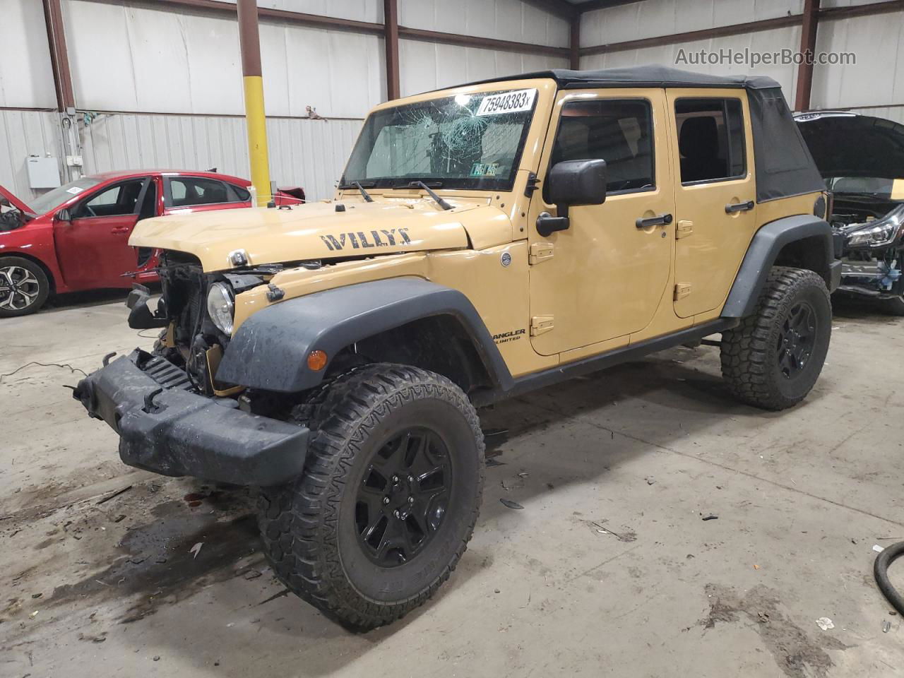 2014 Jeep Wrangler Unlimited Sport Beige vin: 1C4BJWDGXEL236712