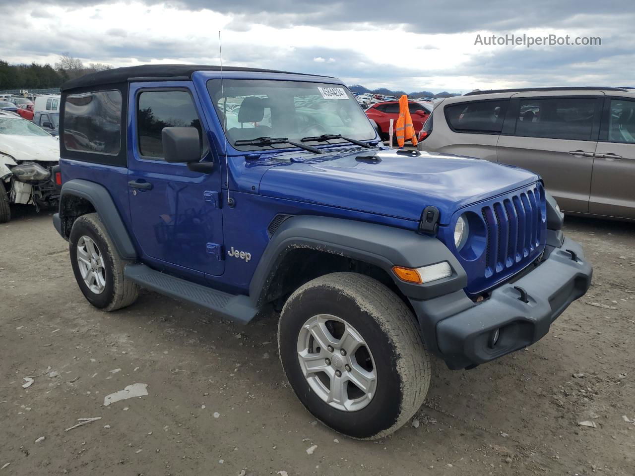 2019 Jeep Wrangler Sport Синий vin: 1C4GJXAG6KW632811