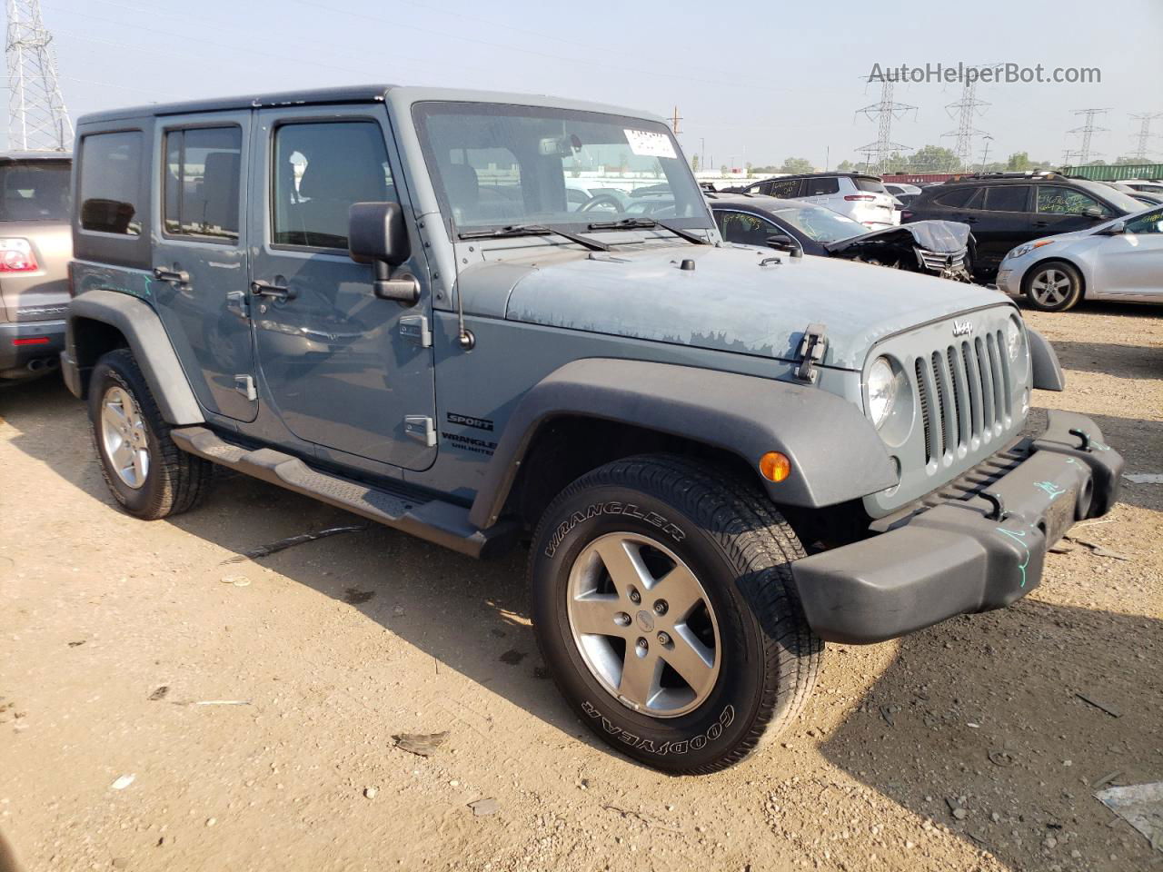 2014 Jeep Wrangler Unlimited Sport Gray vin: 1C4HJWDG9EL177243