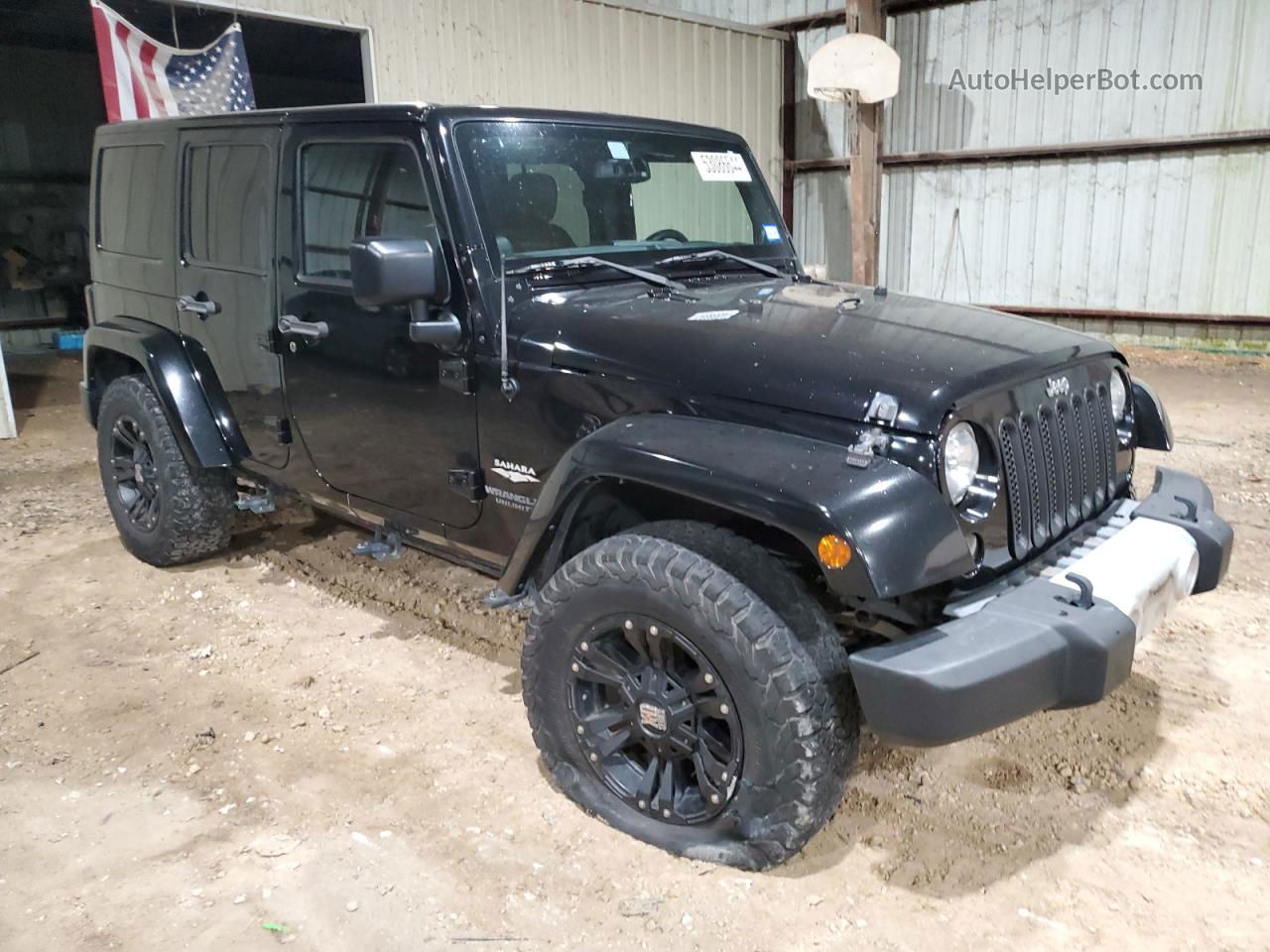 2014 Jeep Wrangler Unlimited Sahara Black vin: 1C4HJWEG4EL252817