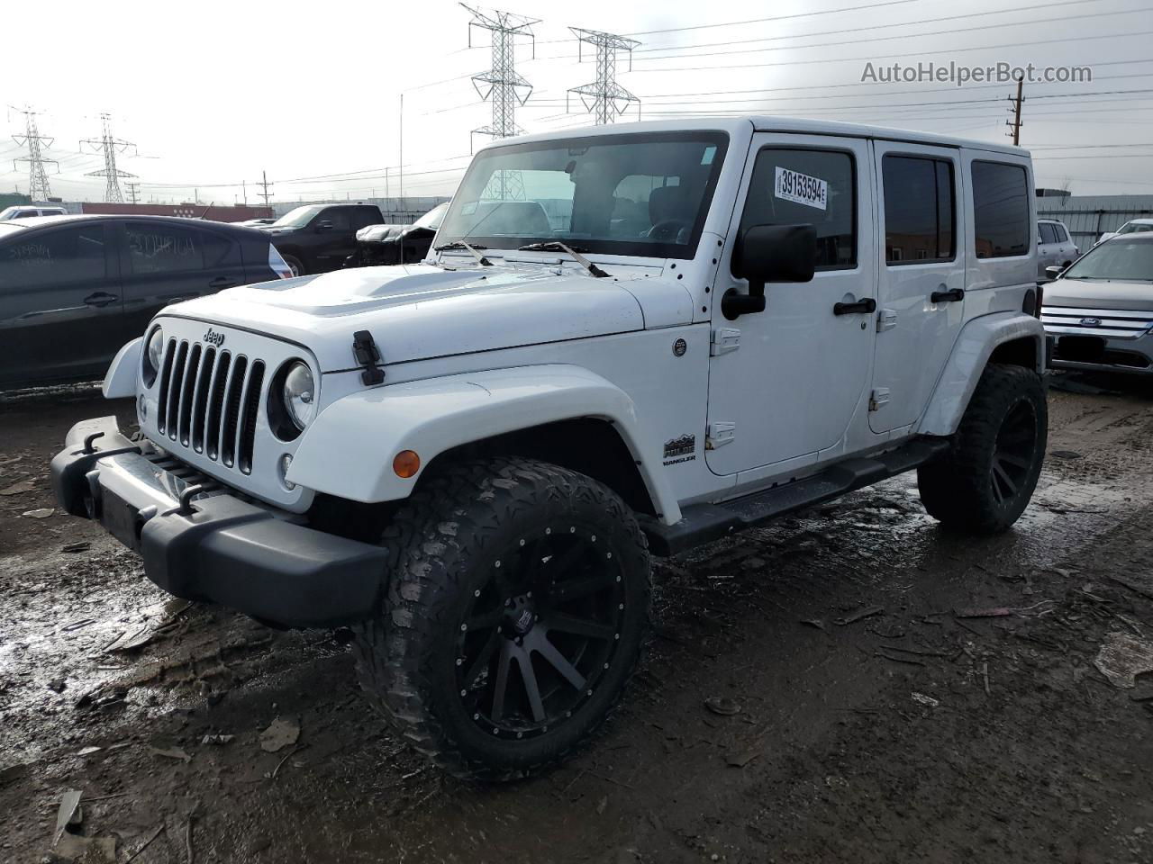 2014 Jeep Wrangler Unlimited Sahara White vin: 1C4HJWEGXEL202715