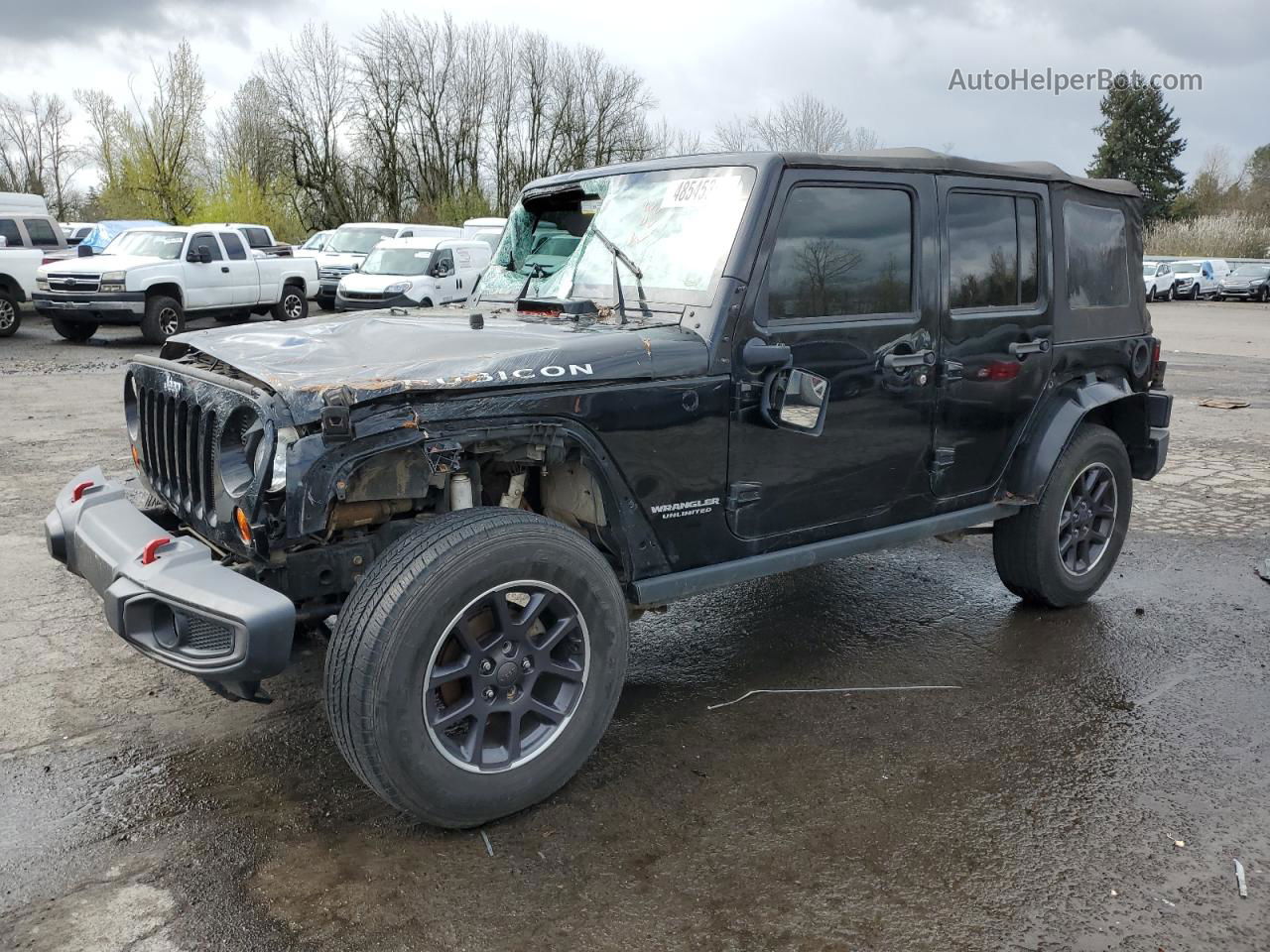 2014 Jeep Wrangler Unlimited Rubicon Black vin: 1C4HJWFG7EL108886