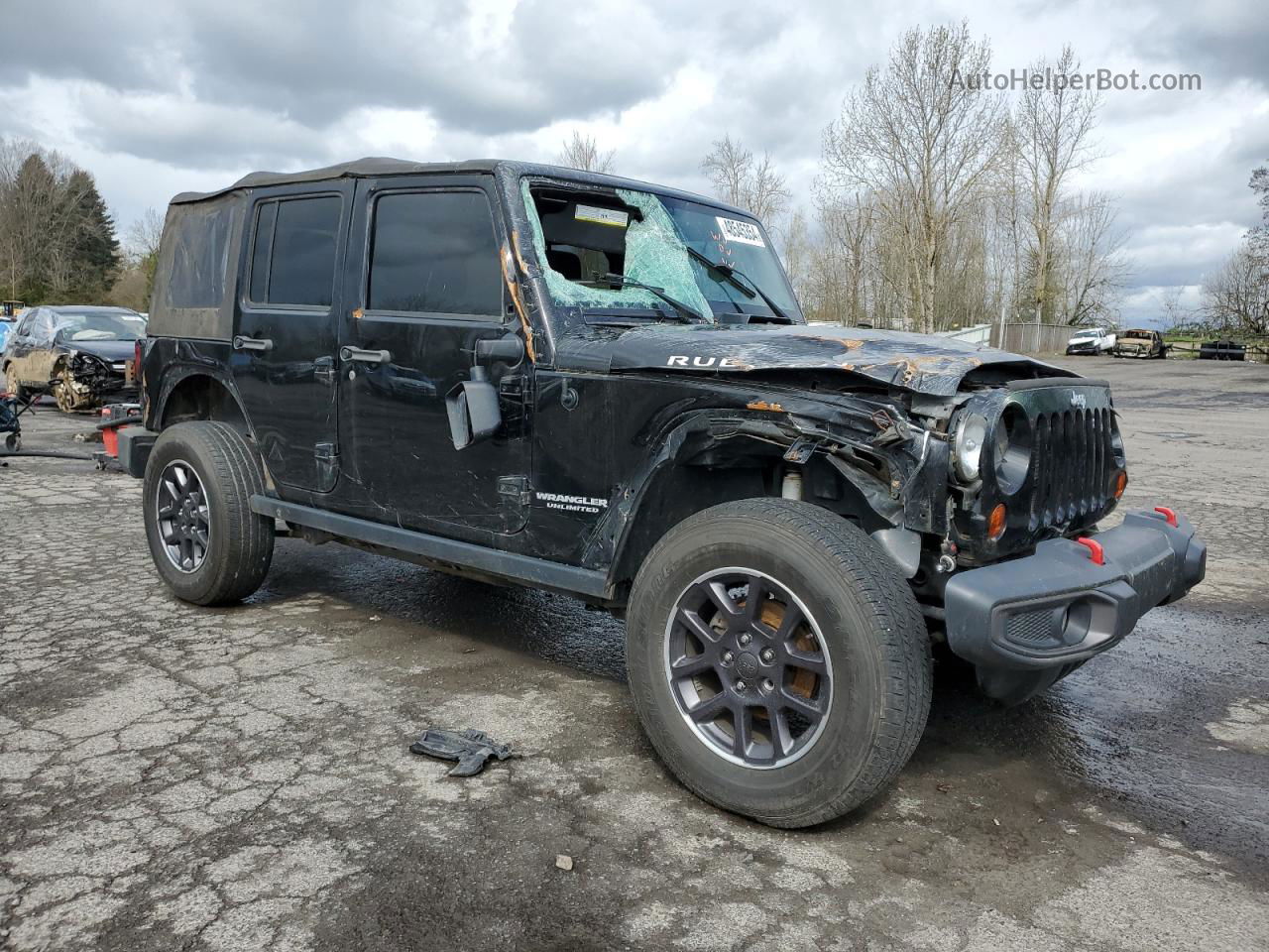 2014 Jeep Wrangler Unlimited Rubicon Black vin: 1C4HJWFG7EL108886