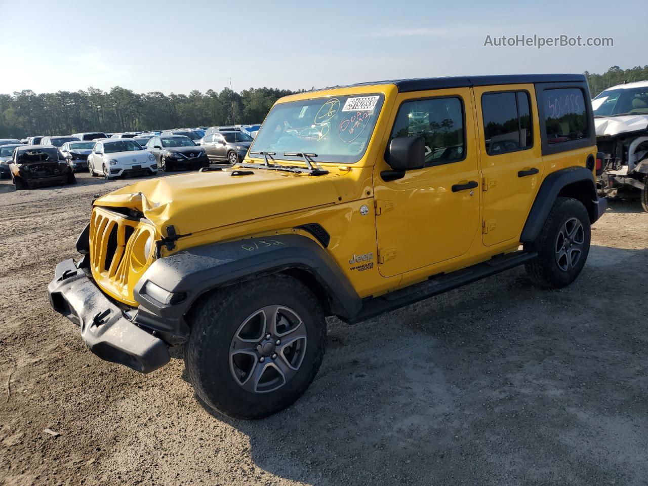 2019 Jeep Wrangler Unlimited Sport Yellow vin: 1C4HJXDG1KW506985