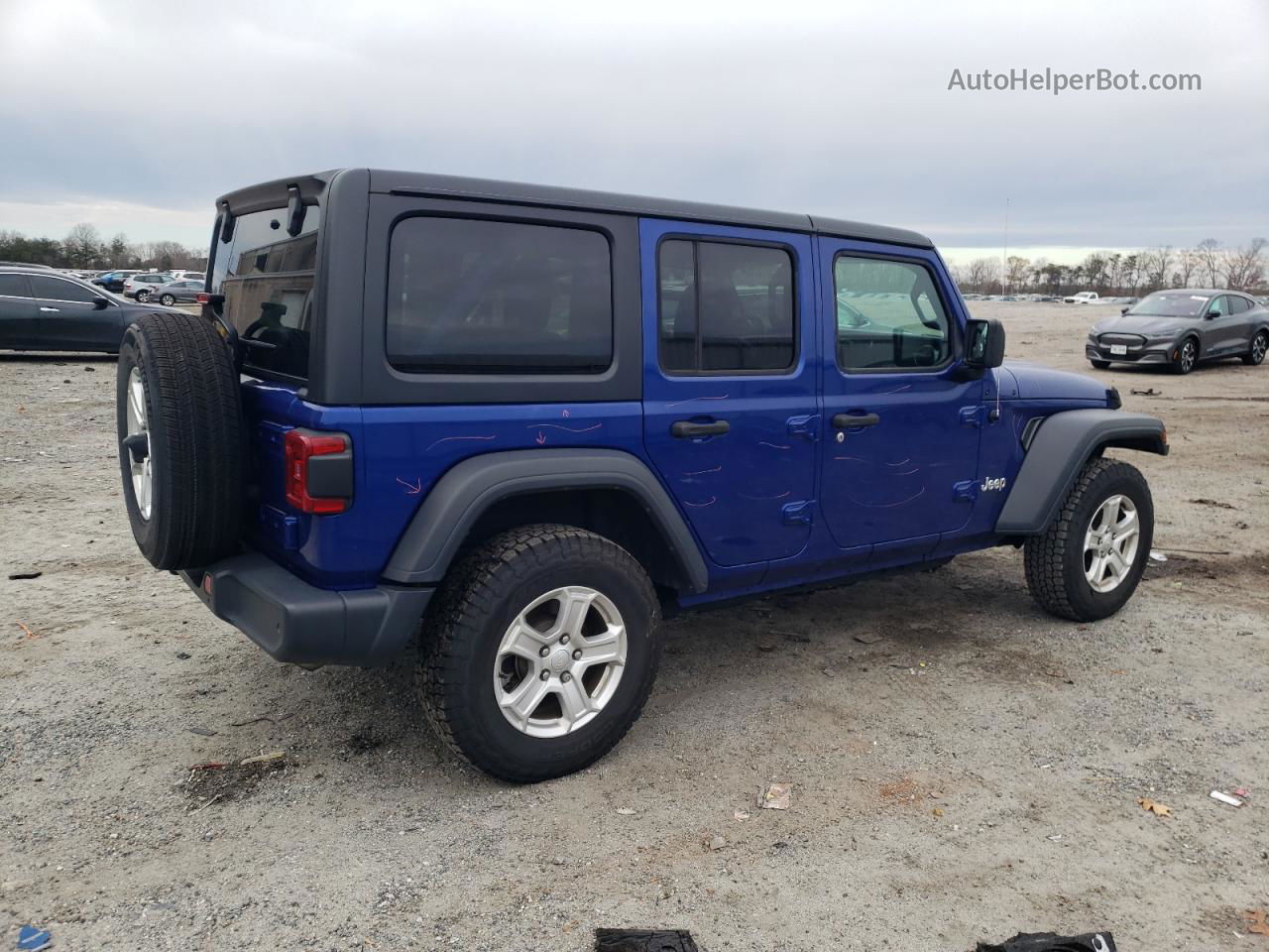 2019 Jeep Wrangler Unlimited Sport Синий vin: 1C4HJXDG7KW508613