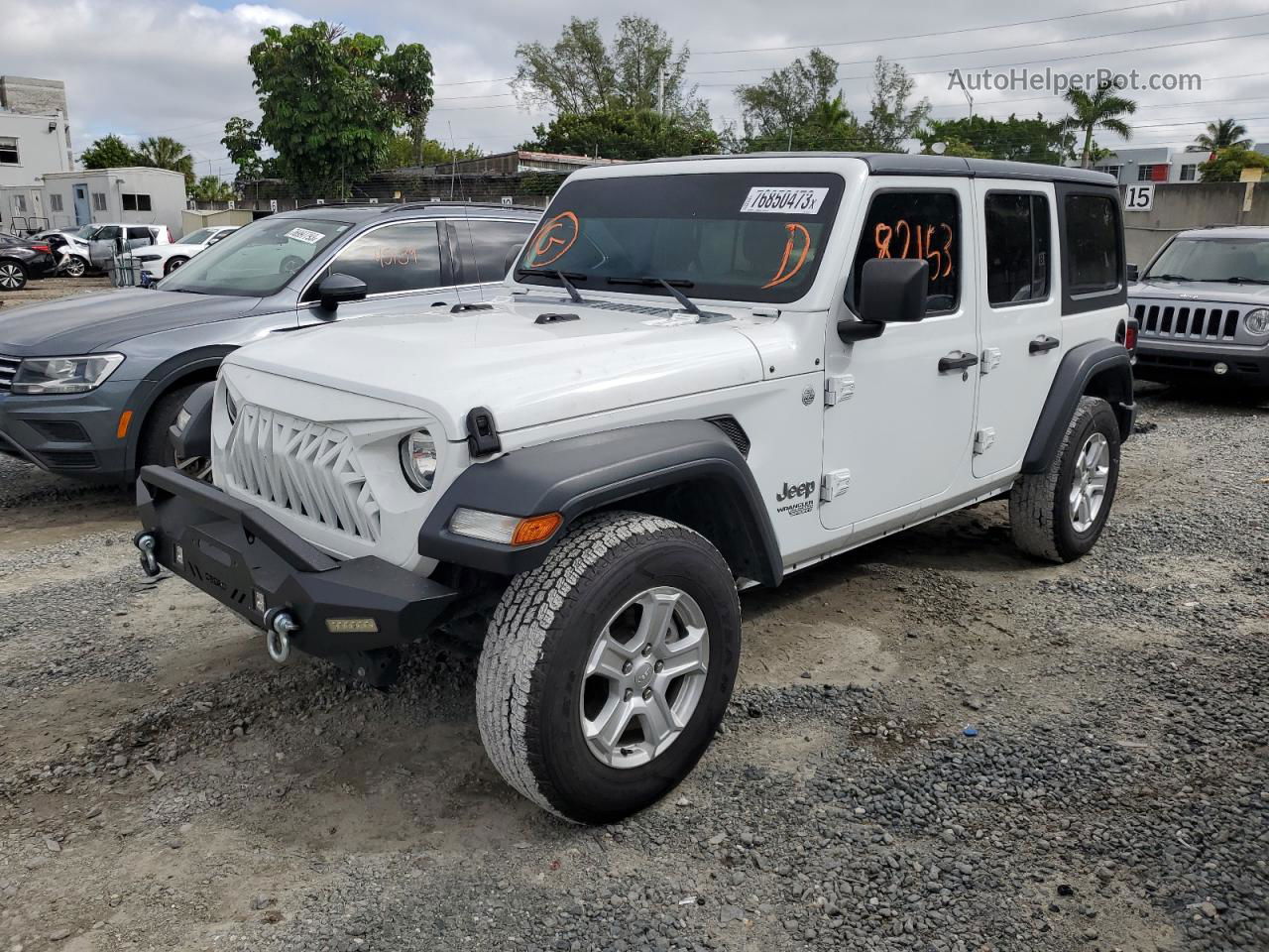 2019 Jeep Wrangler Unlimited Sport White vin: 1C4HJXDN9KW634552