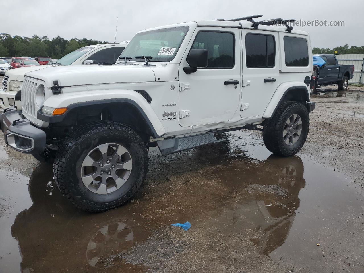 2019 Jeep Wrangler Unlimited Sahara White vin: 1C4HJXEG5KW667659