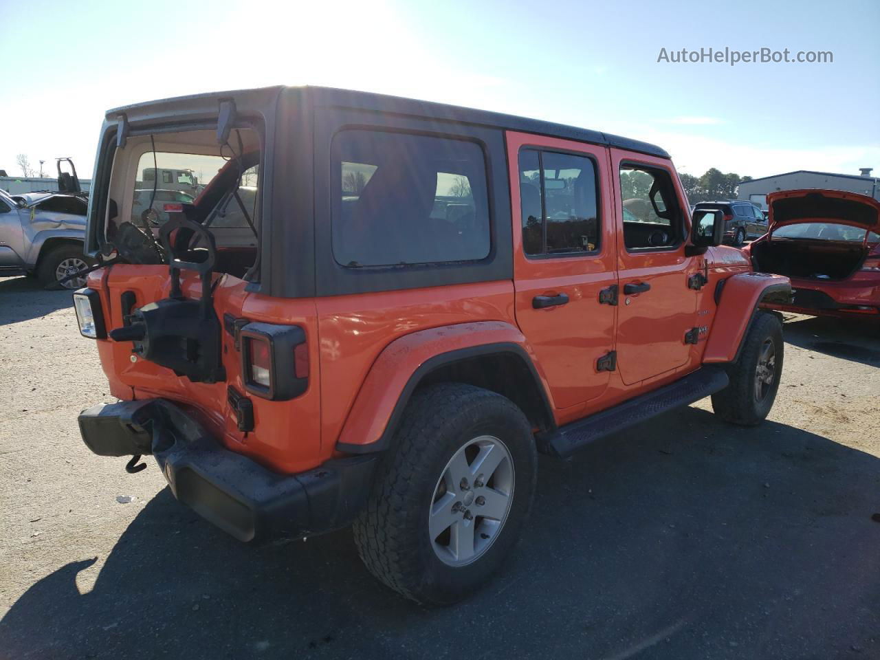 2019 Jeep Wrangler Unlimited Sahara Orange vin: 1C4HJXEN2KW687141