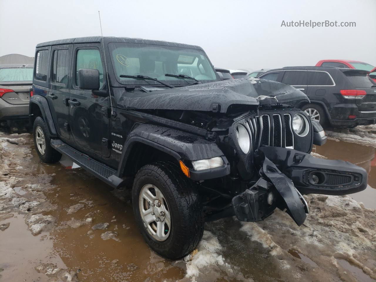 2019 Jeep Wrangler Unlimited Sahara Черный vin: 1C4HJXEN8KW510769