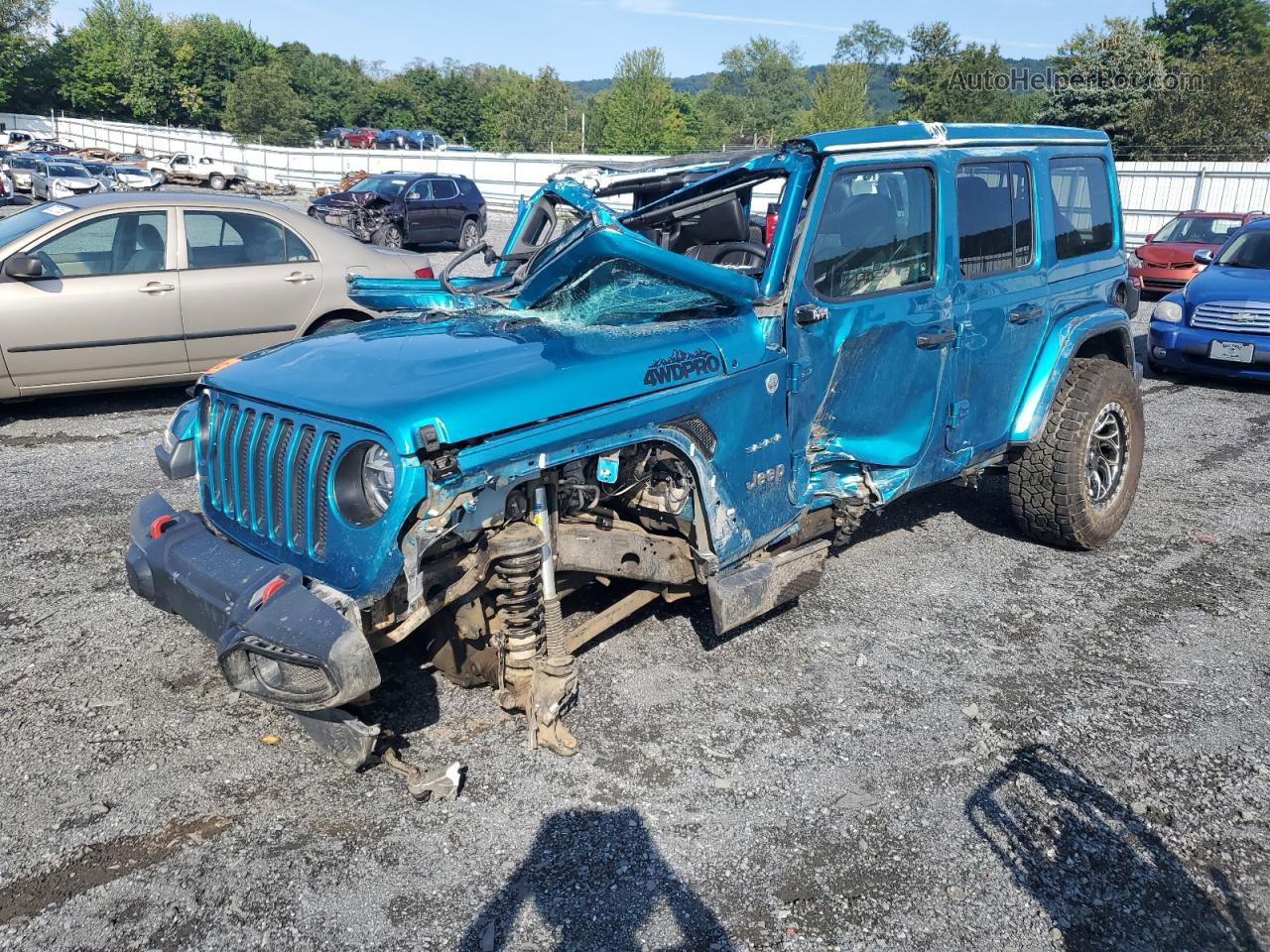 2019 Jeep Wrangler Unlimited Sahara Синий vin: 1C4HJXEN8KW636856