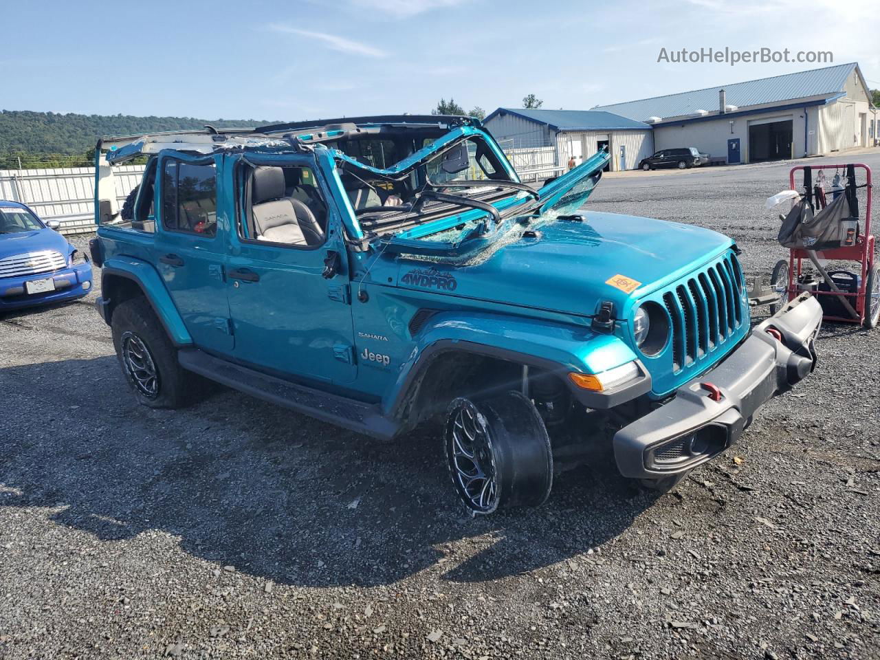 2019 Jeep Wrangler Unlimited Sahara Синий vin: 1C4HJXEN8KW636856