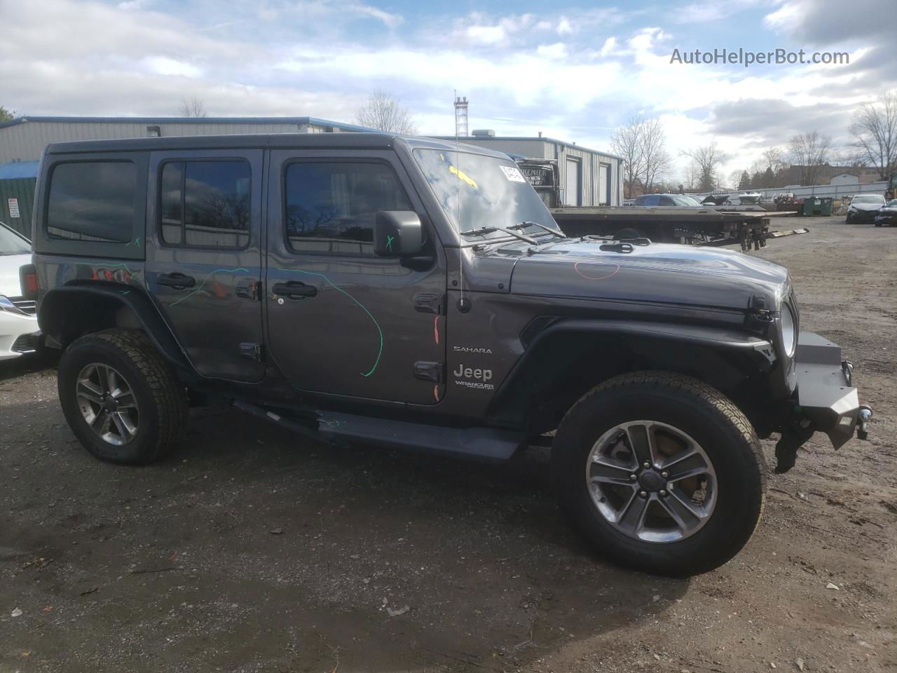 2019 Jeep Wrangler Unlimited Sahara Серый vin: 1C4HJXEN9KW507704